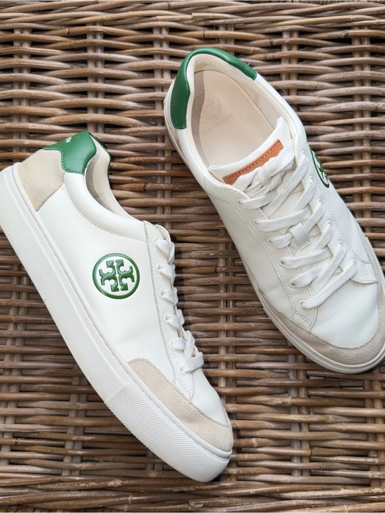 Tory Burch Shoes - Tory Burch Color‑Block Women’s White Leather Low Top Sneakers Size 10 Lace Up